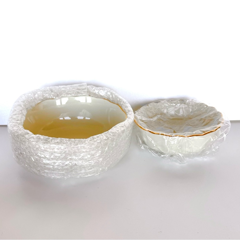 Lenox Ivory Rose Blossom Bowls Gold Trim Porcelain Set Of 2 NEW - Picture 4 of 16